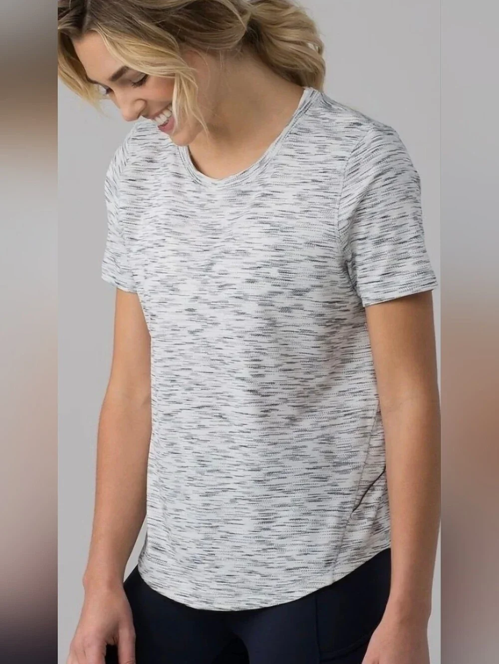 Lululemon Long Distance Short Sleeve Tiger Space Dye Black White Tee Top! 8